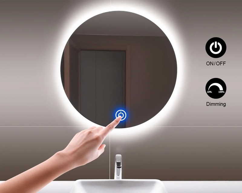 led mirror with led strip light in bathroom