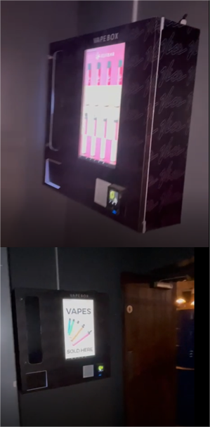 Vape and cigaratte vending machine in USA in club. Micron smart vending company.