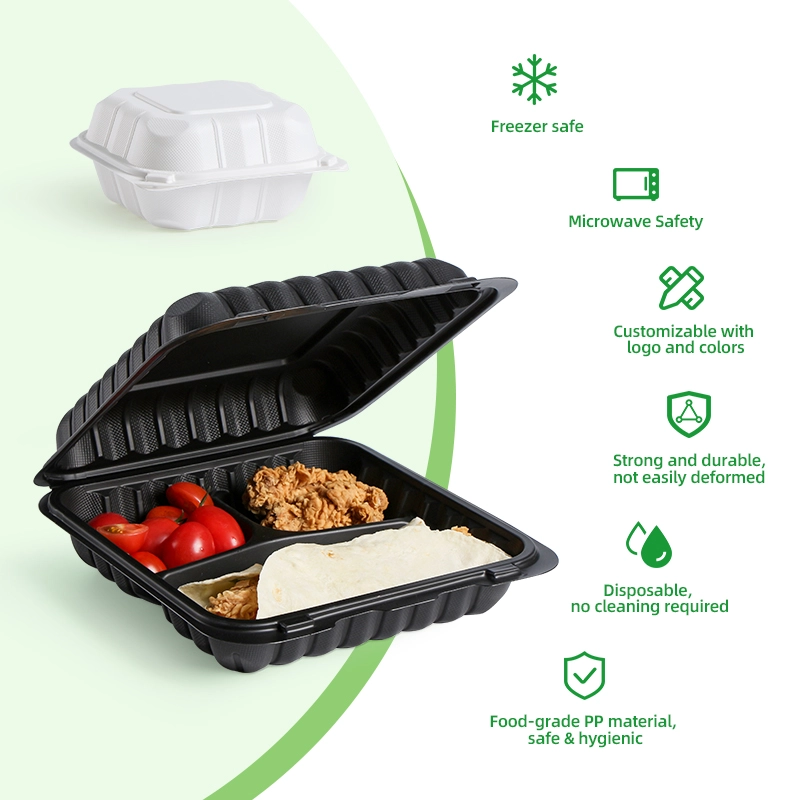 black and white takeout box