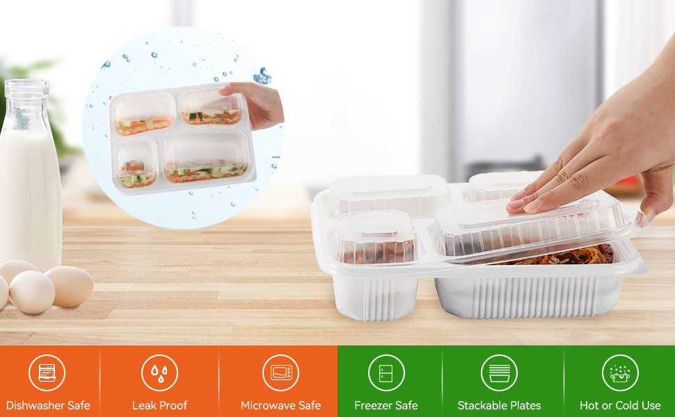 white compartment take-out container on the table
