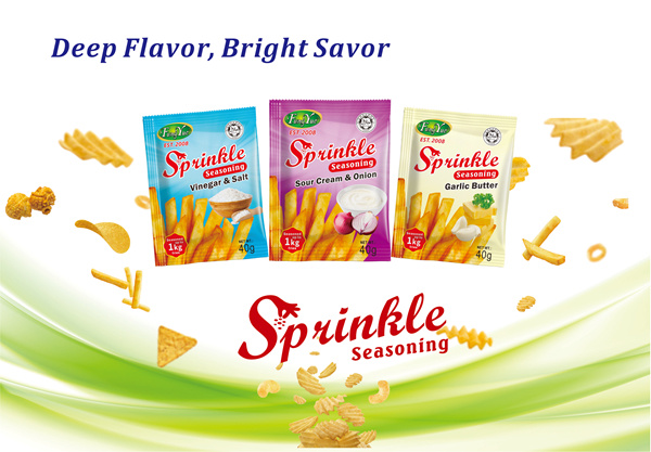 Traditional & Innovation Sprinkle Seasoning Powder Flavors: Vinegar & Salt,Sour Cream & Onion,Garlic Butter