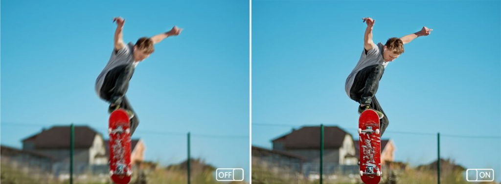 Comparison of Image Stabilization On and Off Effects