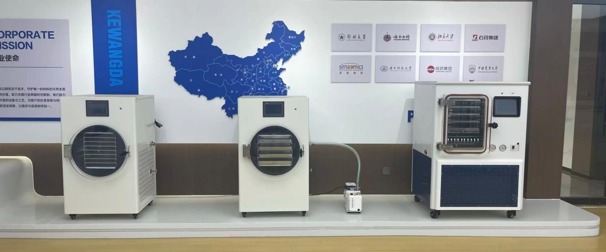 Geliss HFD series multi-color countertop vacuum freeze drying machines for home kitchens, pet treat testing, and startup food preservation.