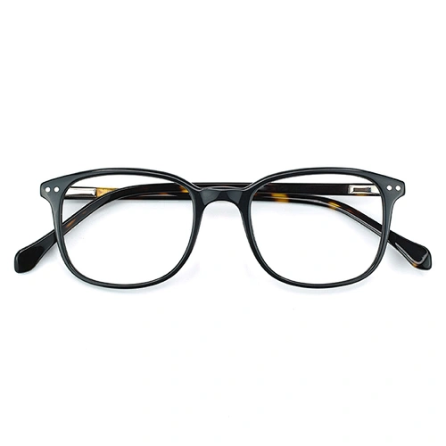 Classic black acetate optical frames with demi temple eyewear for men women