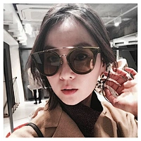 Amazon Popular Uv 400 Big Frame Double Bridges Thin Temple Womens Metal Sunglasses