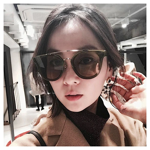 Amazon Popular Uv 400 Big Frame Double Bridges Thin Temple Womens Metal Sunglasses