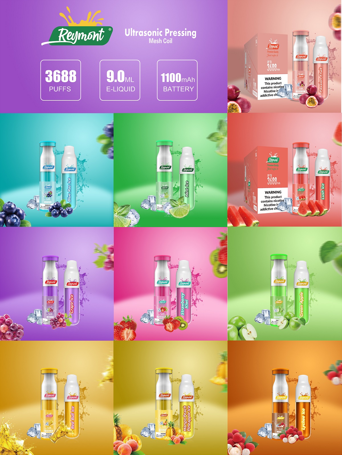 Reymont 3688, 3688 Puffs, Double Injection Moulds, Bigger Capacity, Disposable Vape pen, Disposable Electronic Cigarette, Electronic Cigarette, Reymont Vape pen, Reymont Disposable, Reymont Electronic Cigarette