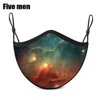 Five Men Stylish Custom Printed Breathable Party Mouth Cover Silver Ion Comfy Cotton Outdoor Protective Mouth Cover
