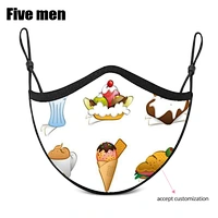 Five men custom washable reusable cotton cloth face cover for kids party