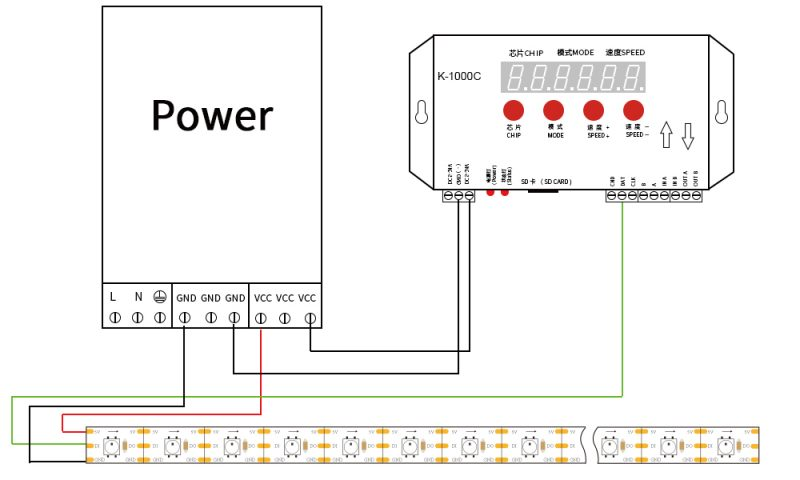 ws2812b led light strip Connect Drawing