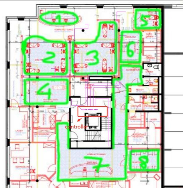 Hospital 8 Lighting Zones Layout Sketch