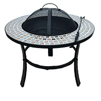 HQMF-R701 HongQiang Mosaic Fire Pit Table For Garden Outdoor Barbecue Cooking Table Stove Grill