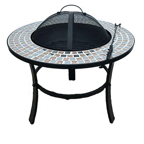 HQMF-R701 HongQiang Mosaic Fire Pit Table For Garden Outdoor Barbecue Cooking Table Stove Grill