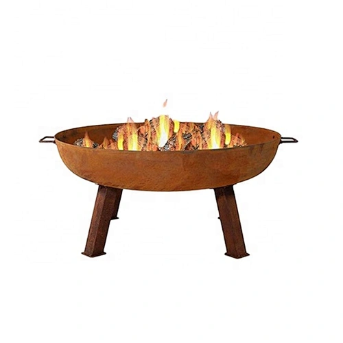HQ-K05 HongQiang Fire Pit  Rusty Style Corten Steel Brazier Outdoor Camping Bowl BBQ Grill