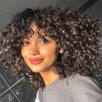 Hot Beauty 12a Virgin Unprocessed Hair Rose Curl Wig With Fringe Super Double Drawn Human Hair Wigs