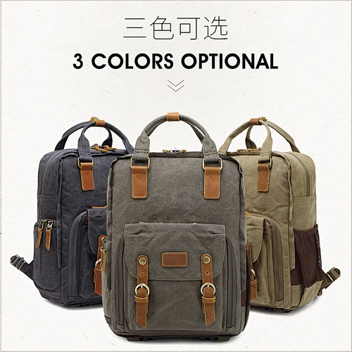Waterproof Canvas Camera Bag Retro Travel Backpack