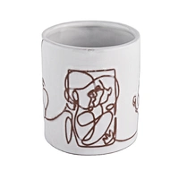 Wholesales white people pattern votive empty ceramic candle holder