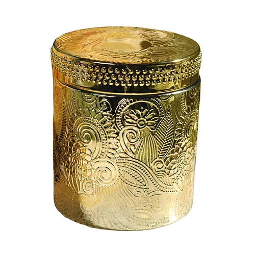 Supplier Luxury Custom golden glass candle jars with gold lid
