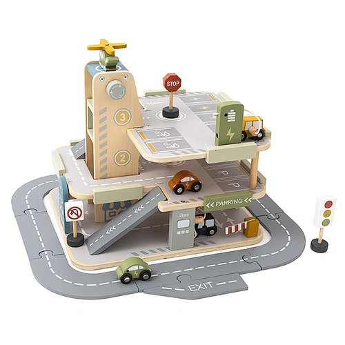 kids Wooden Parking Lot Toy Set