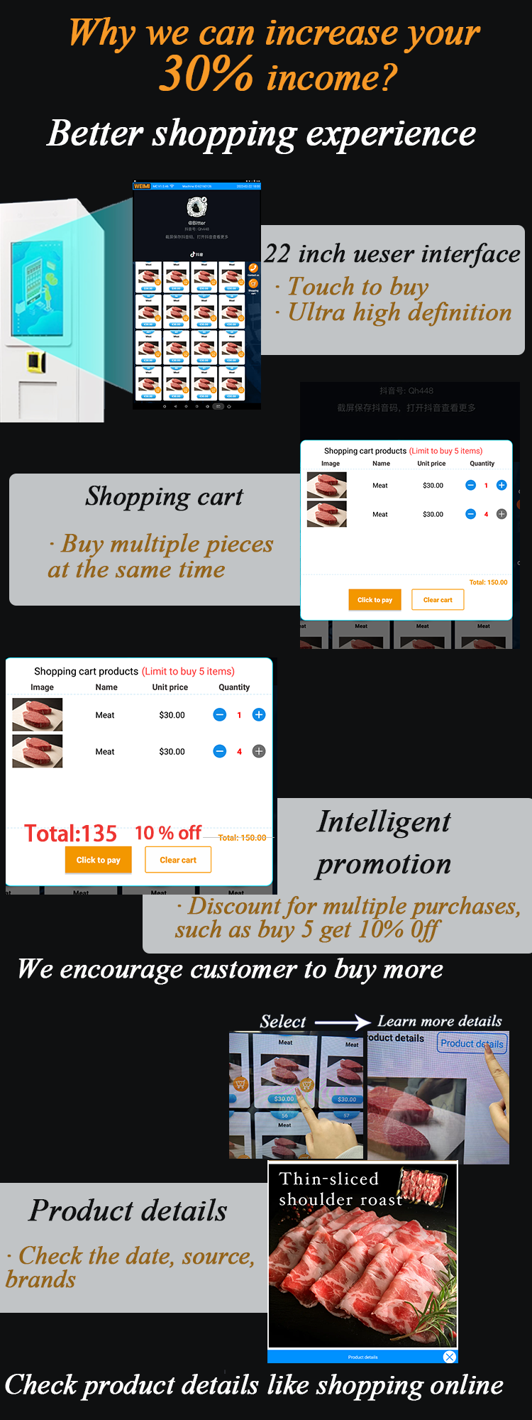quick shopping flow Micron -18℃ frozen meat vending machine with lockers and frozen system, freezer vending machine can sell frozen food, we offer customize service