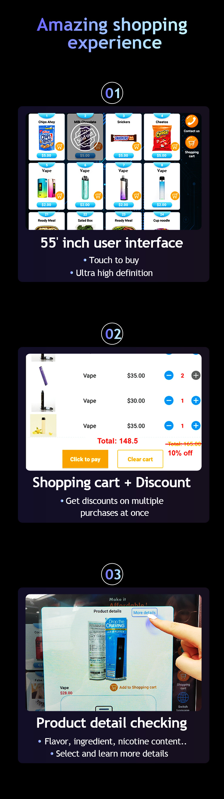 E-cigarette vending machine offer fast and better shopping experience