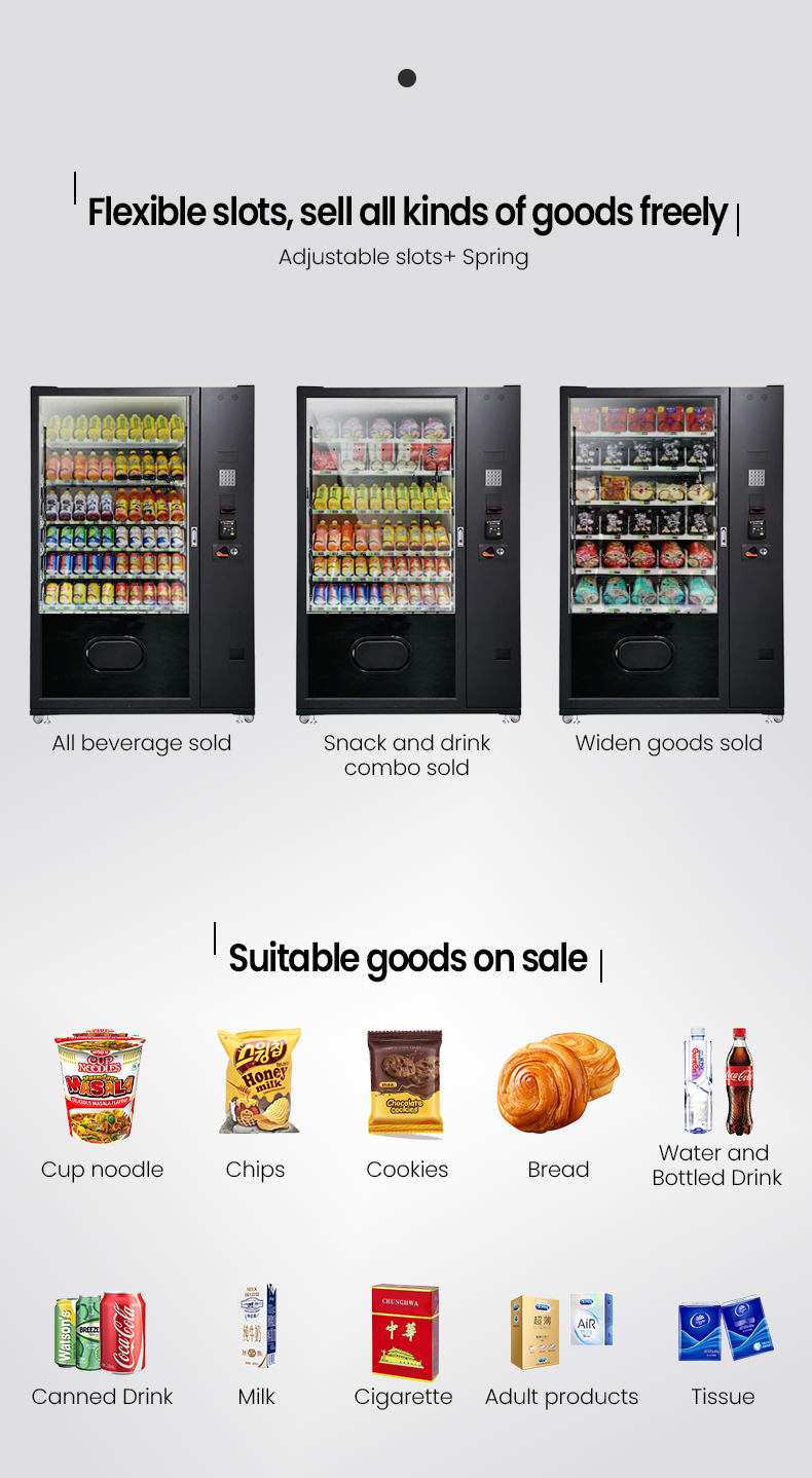 vending machine with flexible slots