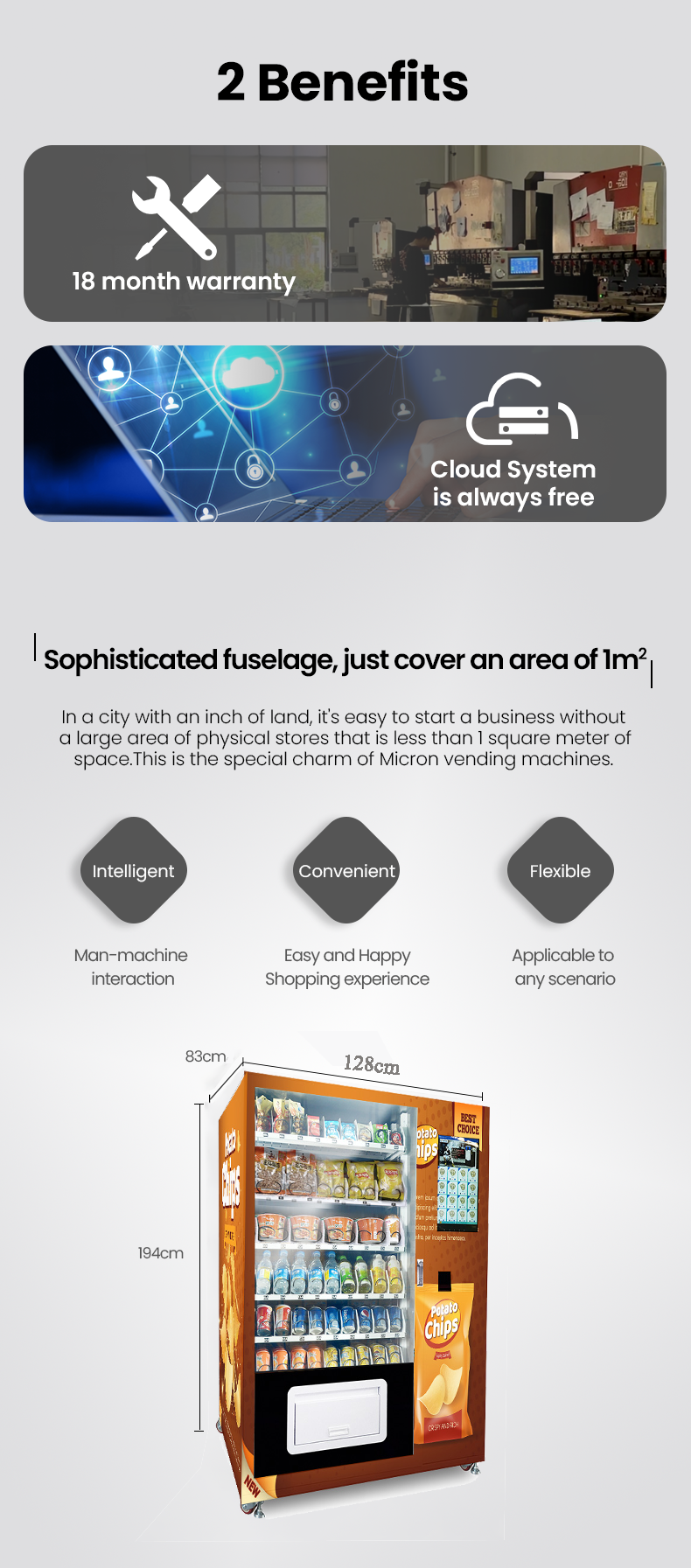 this combo snackvending machine, customer can check product detail on the machine's screen