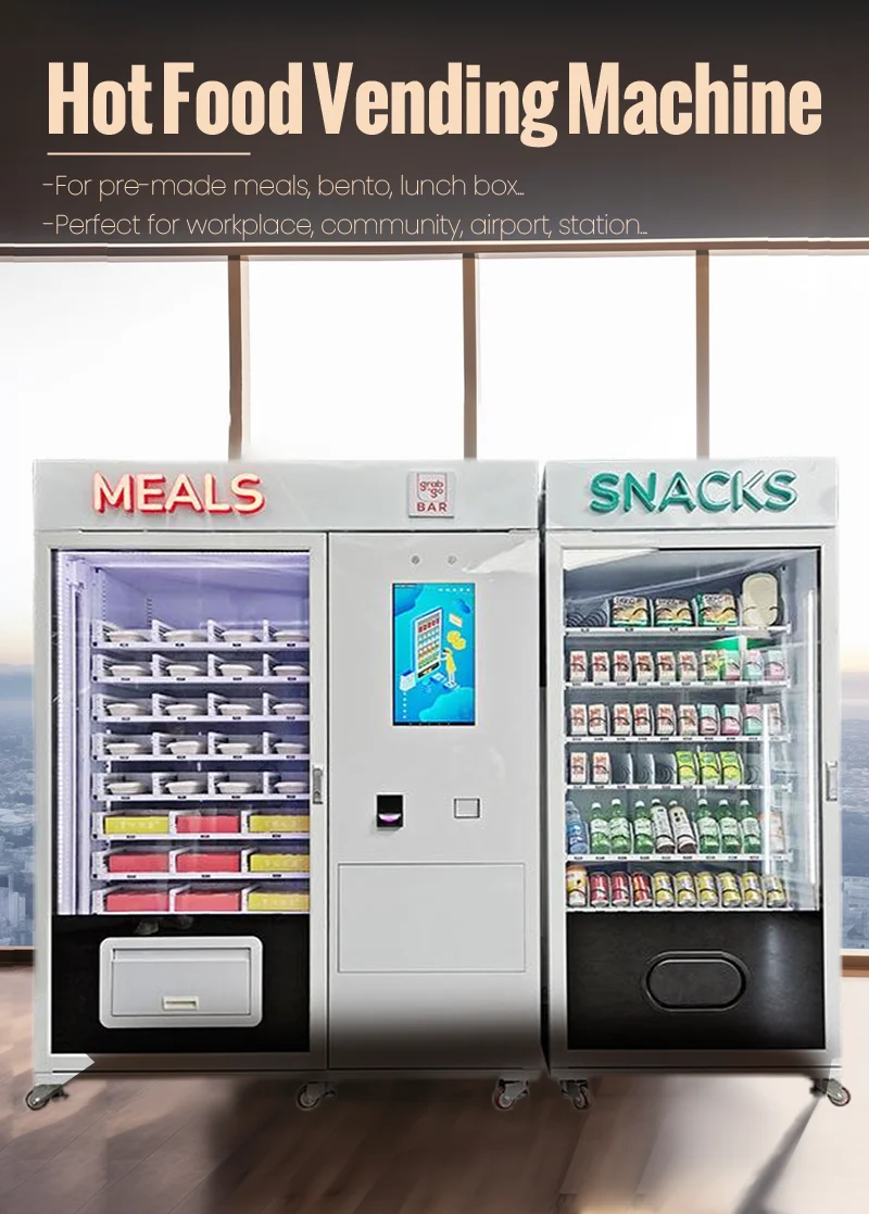combo drink meal vending machine offer customer better shopping experience, it has 22 inch user interface