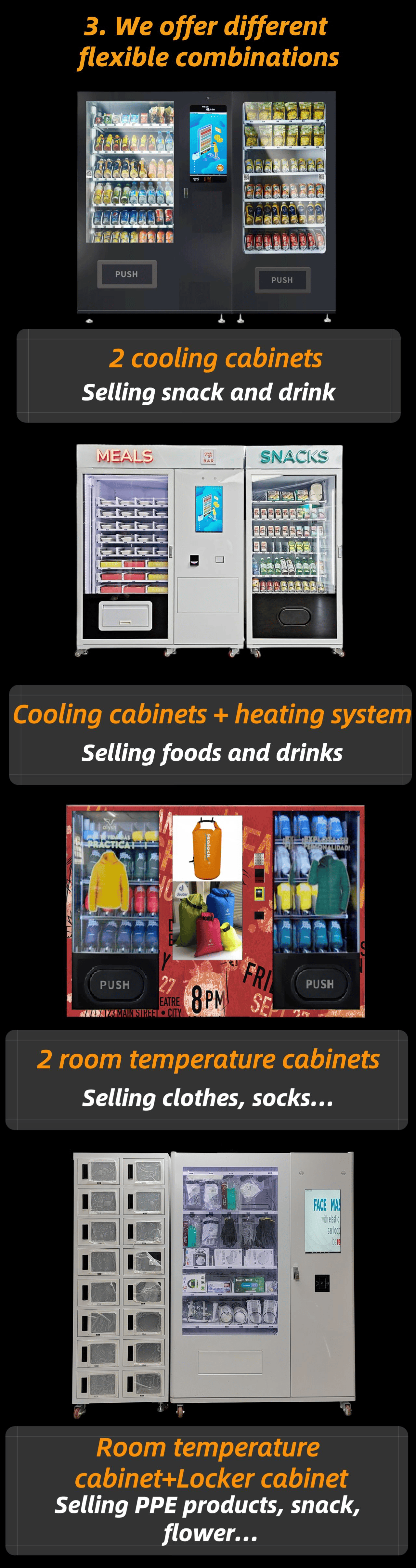 We offer customize service, this drink meal vending machine has many flexible combination options, make your business get more possibilities of success.