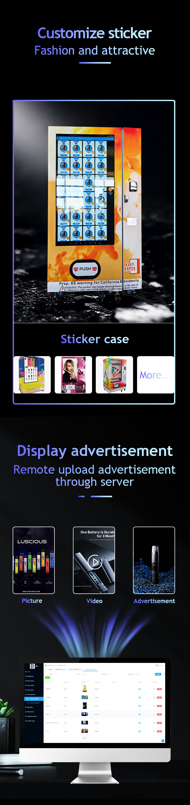 vending machine with customize sticker