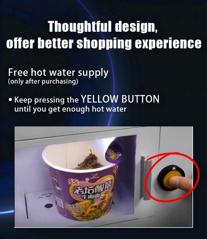 Only buy the product need hot water and keep pressing the yellow button can use the hot water