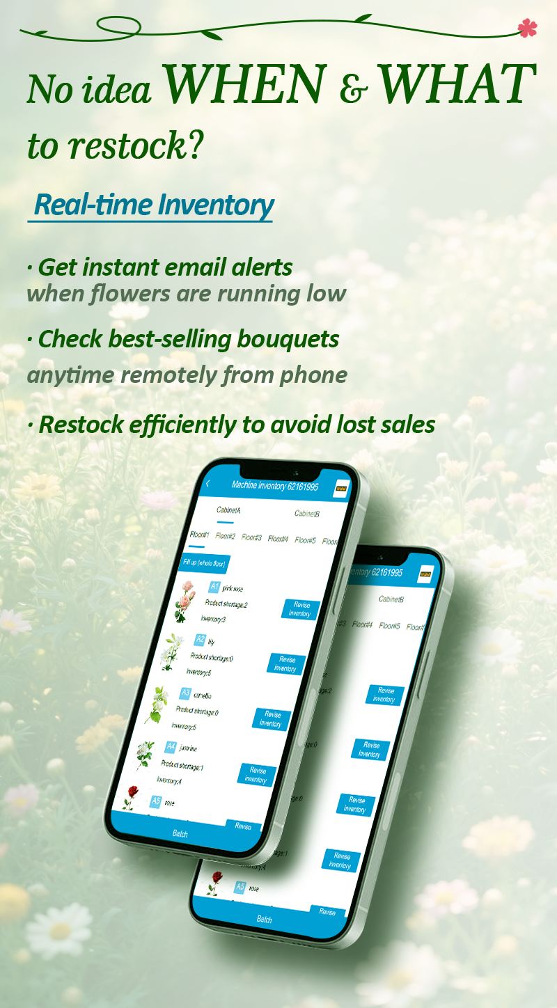 check flowers real-time inventory 24/7 Automatic Outdoor Fresh Cut Flower Vending Machine