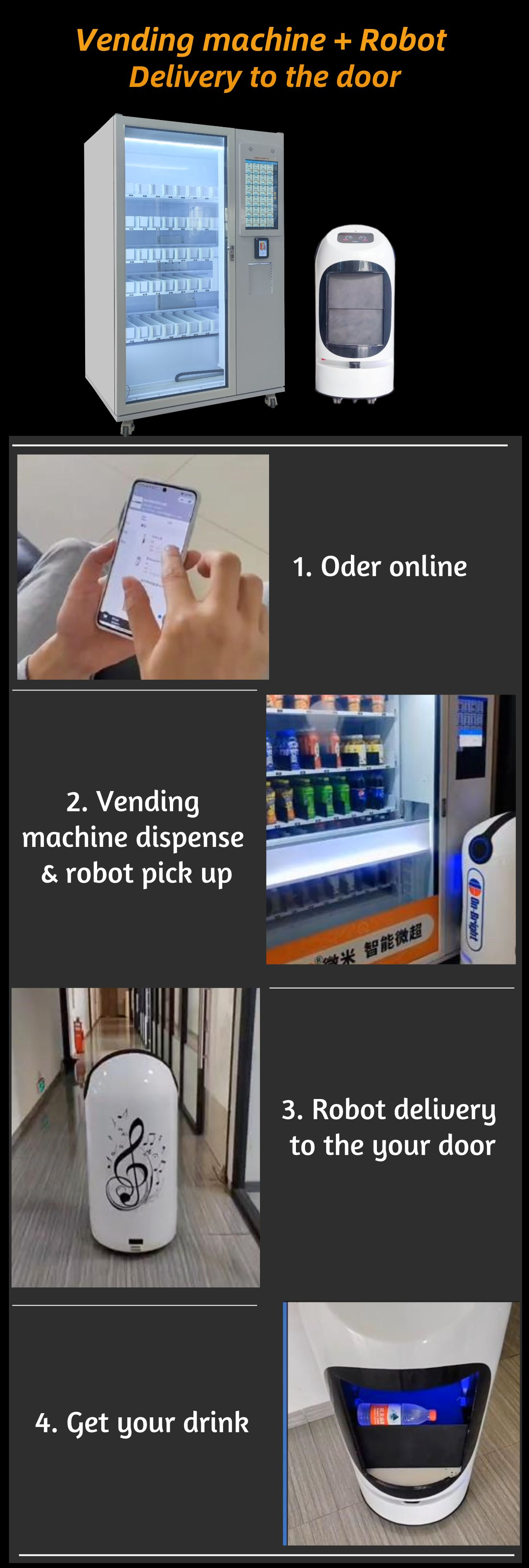 Micron wine beer vending machine with robot delivery to the door, save your time.