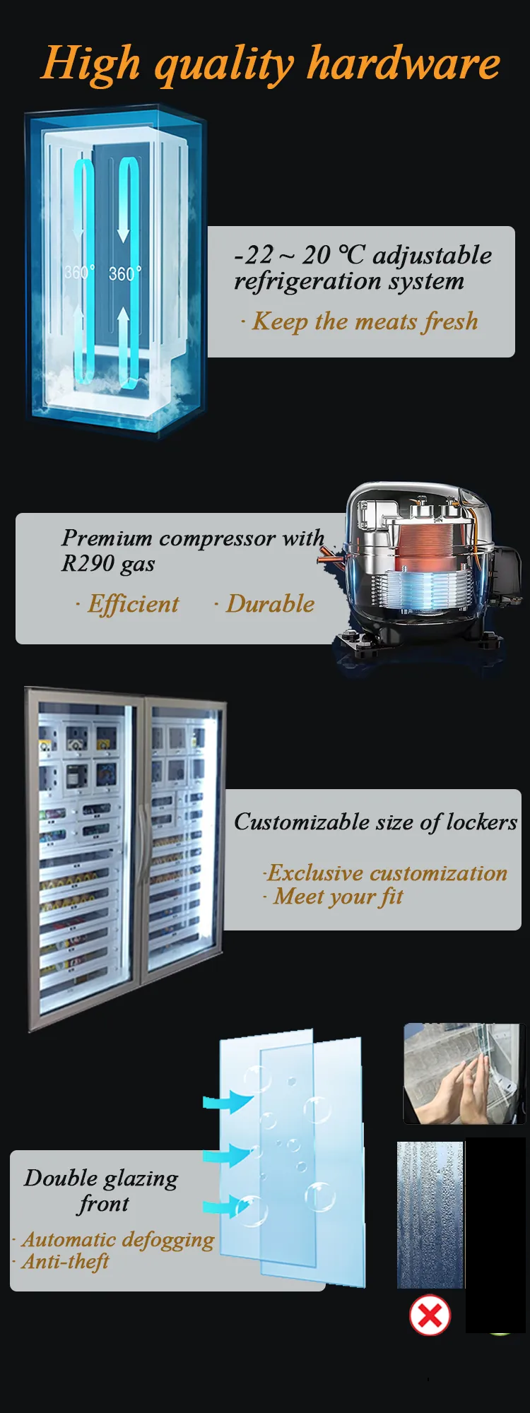 Micron frozen meat vending machine for sale, our vending machine is use high quality hardware, we accept customize