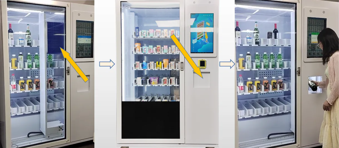 XY elevator vending machine, can dink vending machine, glass bootle vending machine, vending machinein Korea's convenience store
