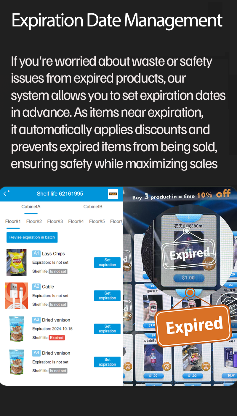 Snack and Drink Vending Machine shelf life management