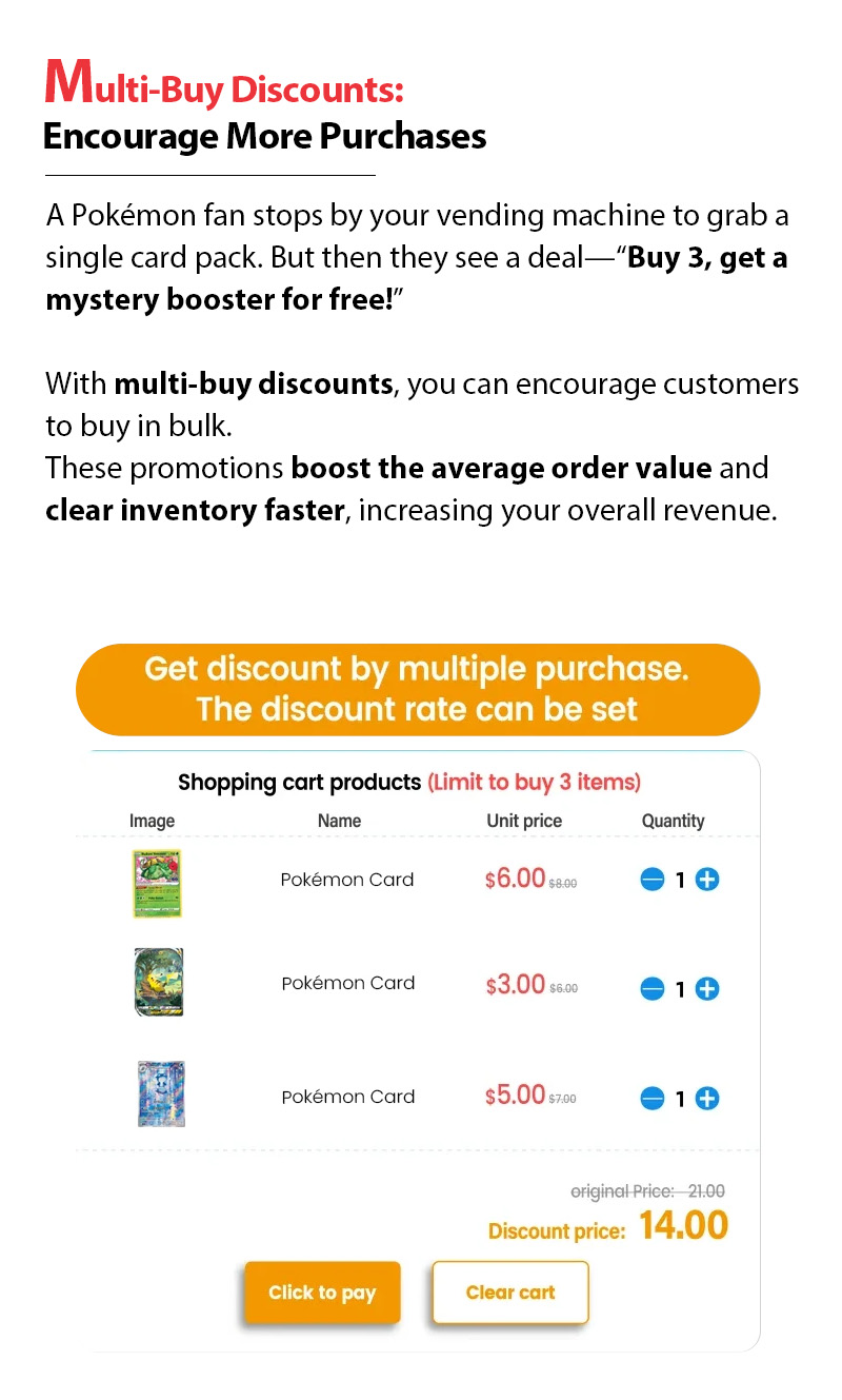 You can set a multi-buy discount for your tcg vending machine