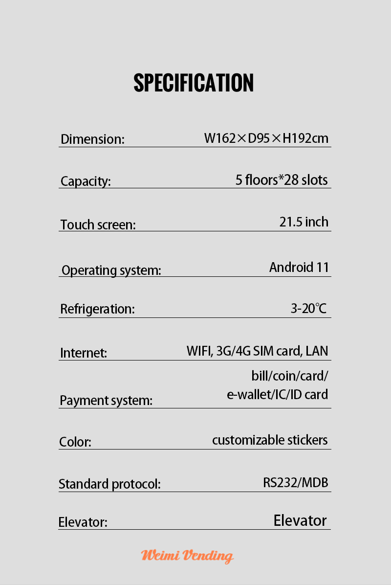 the specification of high-end jewelry vending machine in large capacity with smart management system