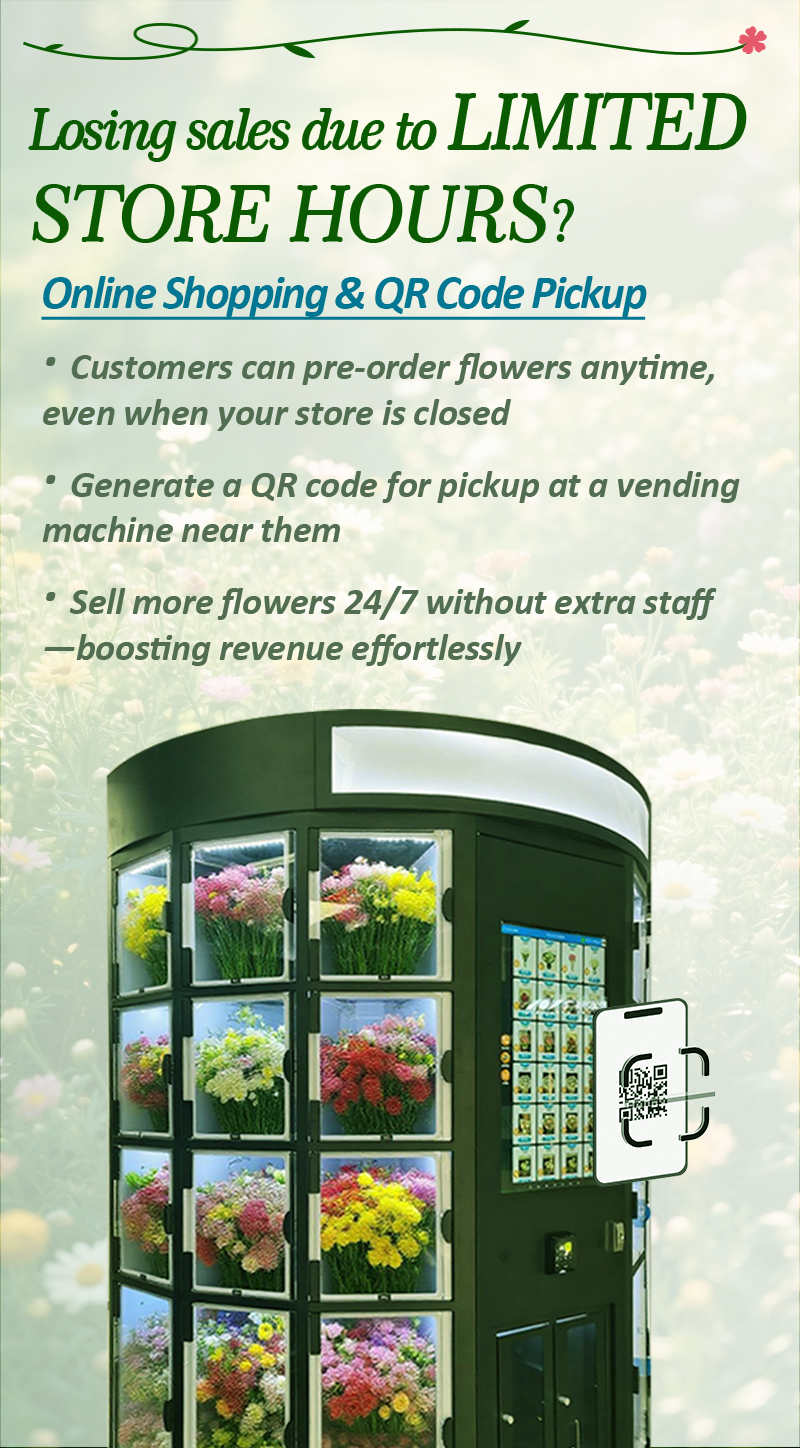 24/7 Automatic Outdoor Fresh Cut Flower Vending Machine online flower store with pickup code