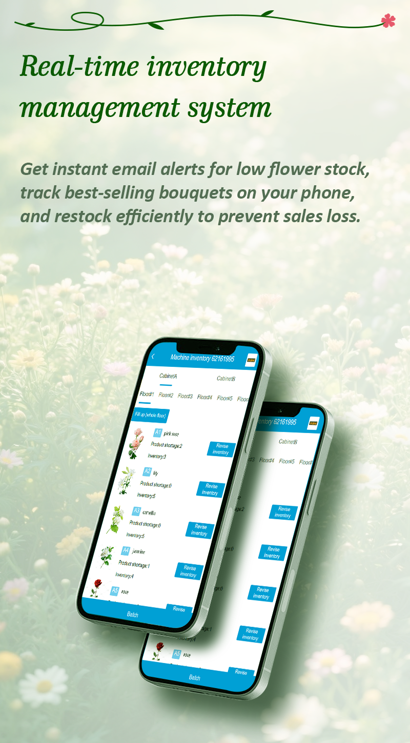 check flowers real-time inventory 24/7 Automatic Outdoor Fresh Cut Flower Vending Machine