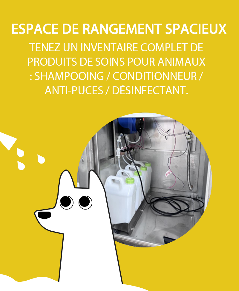 Self-Service Dog Wash Machine spacious storage space for holding pet care products