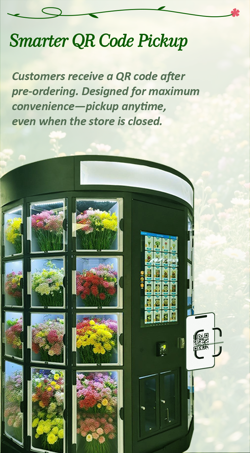 24/7 Automatic Outdoor Fresh Cut Flower Vending Machine online flower store with pickup code