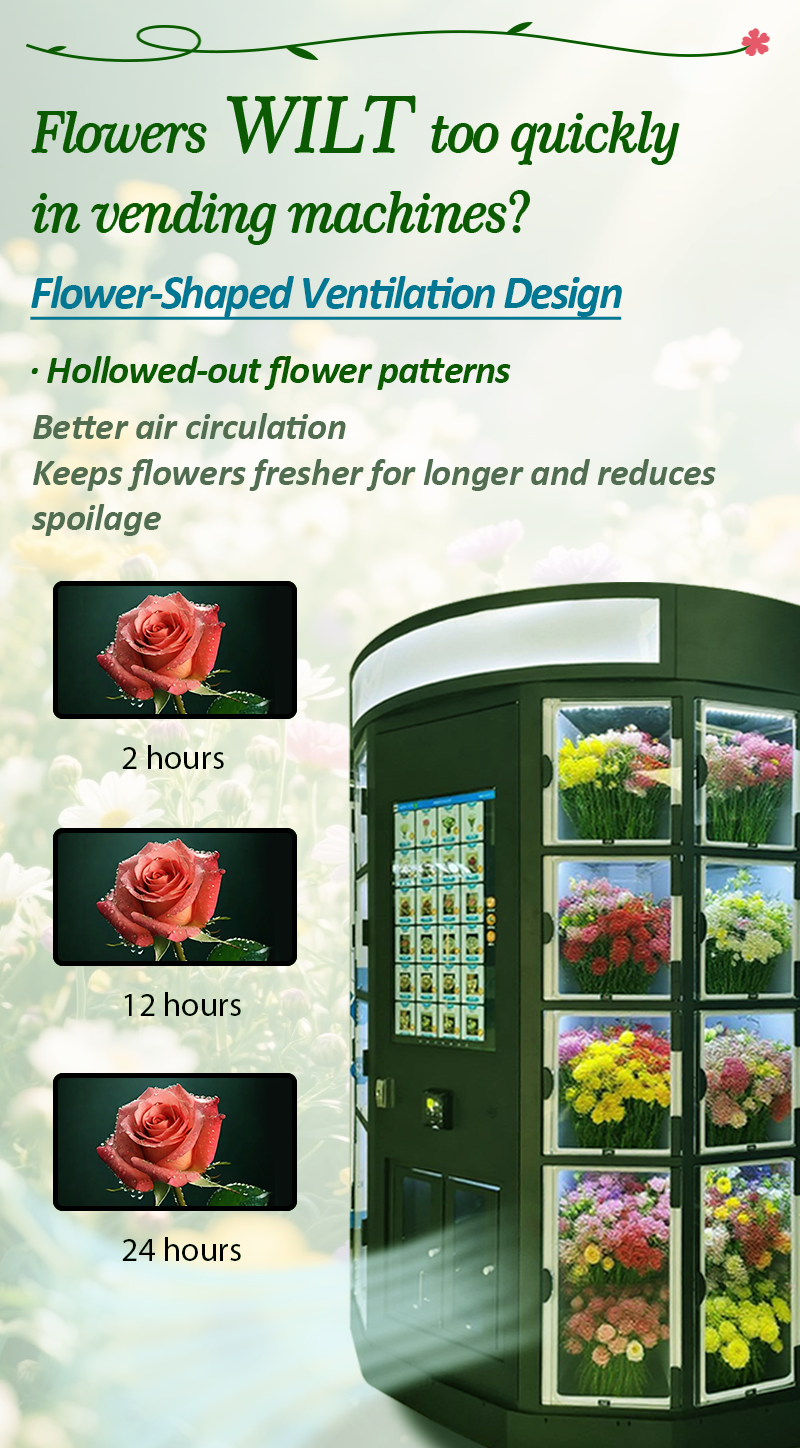 24/7 Automatic Outdoor Fresh Cut Flower Vending Machine With 15℃ Cooling System Air Circulation