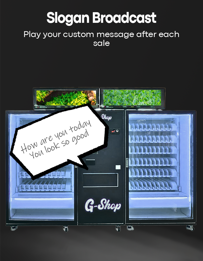 Tea vending machine slogan broadcast