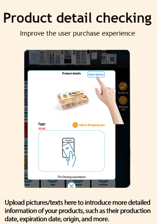 cooling locker vending machine for egg Product detail checking lmprove the user purchase experience