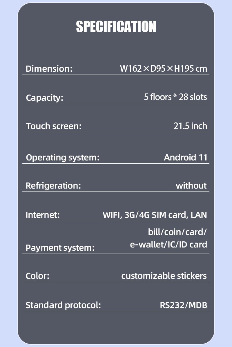 medicine vending machine specifcation