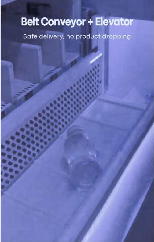 Tea vending machine belt conveyor and elevator