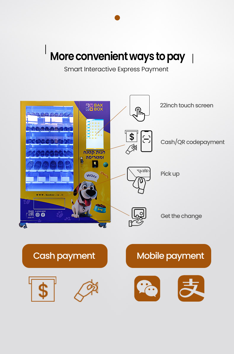 It's convenient to pay for your products, we support card/cash/coin/ QR code payment.