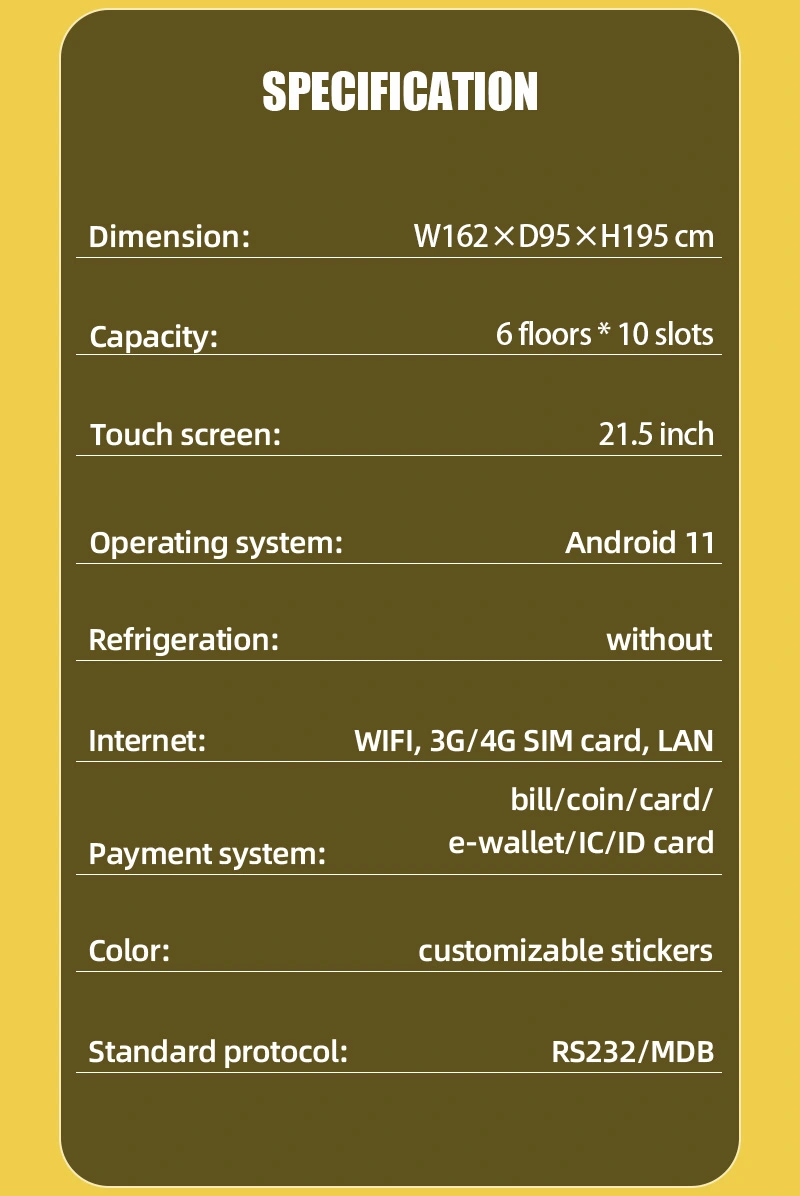 The dimension of this tcg vending machine is W162*D95*H195 cm