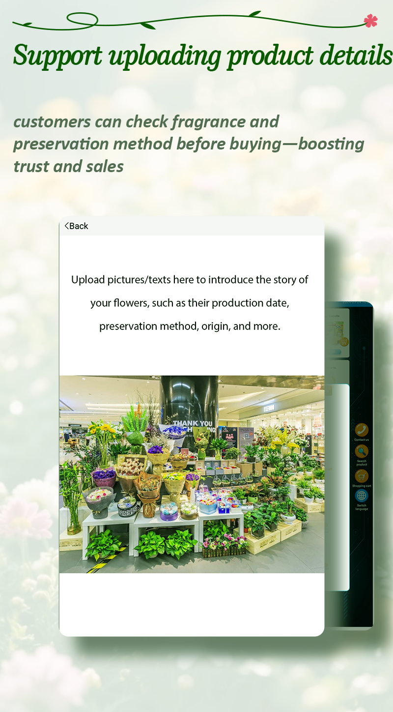 upload flowers details for 24/7 Automatic Outdoor Fresh Cut Flower Vending Machine